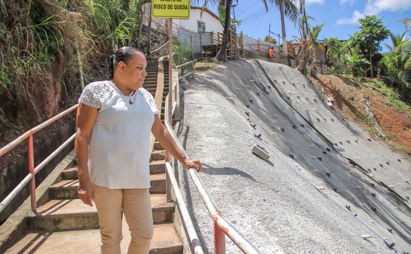 Moradores comemoram andamento das obras de contenção de encostas e relatam sentimento de segurança