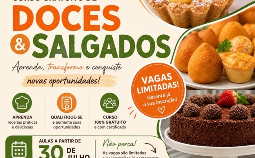 Lar São Domingos abre inscrições para o Curso prático de Doces e Salgados