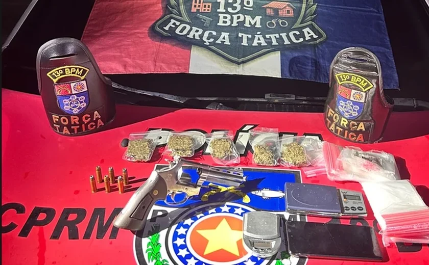 Força Tática prende dois suspeitos em ocorrências distintas de tráfico e porte ilegal de arma em Maceió