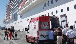 Turista norte-americana é atendida pelo Samu em navio de cruzeiro e encaminhada para hospital