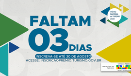 Faltam 3 dias para o fim das inscrições do Prêmio Nacional do Turismo