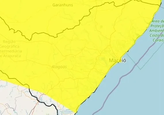 Inmet emite alerta de vendaval para 34 cidades alagoanas