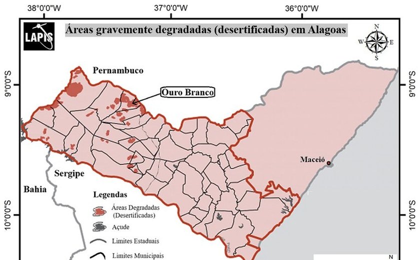 Estudo da Ufal aponta que desertificação atinge 15% dos municípios de Alagoas