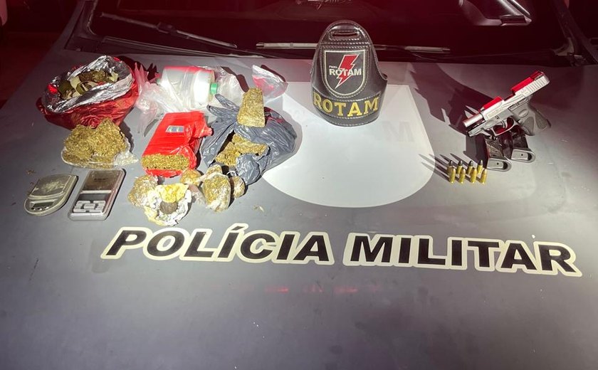 PM flagra crimes de tráfico e porte ilegal de arma durante ocorrências em Maceió e Pilar