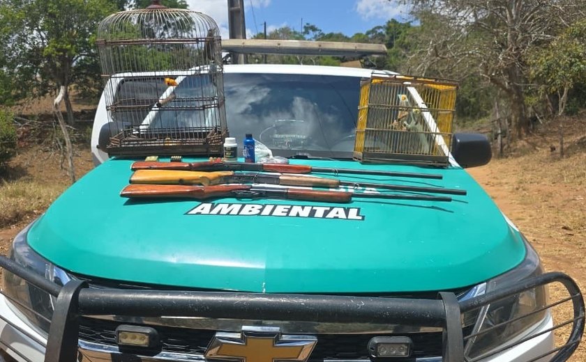 PM/AL apreende armas e resgata aves silvestres durante fiscalização no Agreste