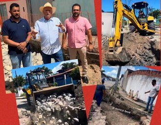 Com técnica e máquinas no canteiro, Quebrangulo enfrenta e corrige falha crônica em vias de conjunto residencial