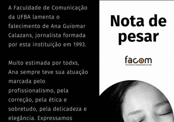Velório da jornalista Ana Guiomar Calazans acontece hoje em Maceió