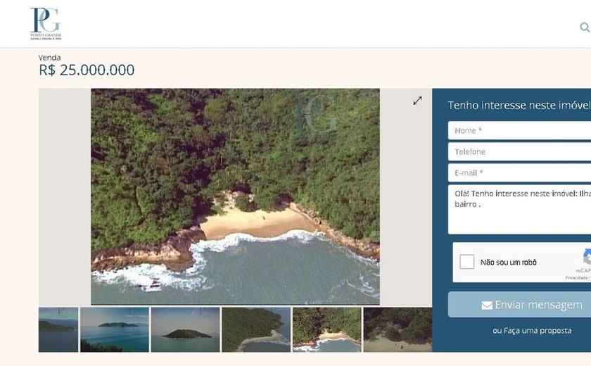 Ilha está à venda por R$ 25 milhões em Caraguatatuba, SP