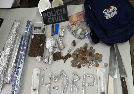 PC estoura 'boca de fumo', detém três suspeitos e apreende menor em Arapiraca
