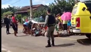 Motocicletas colidem após condutor desviar de mulher que atravessava rodovia em Igaci