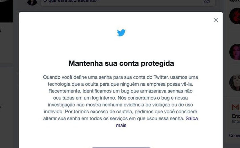 Todos os usuários devem trocar a senha do Twitter após falha na segurança