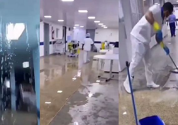 Vazamento de água é registrado no corredor do HGE após grande volume de chuva