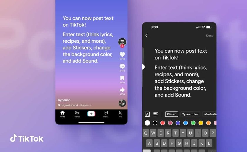TikTok se inspira no Instagram e adiciona publicações de texto