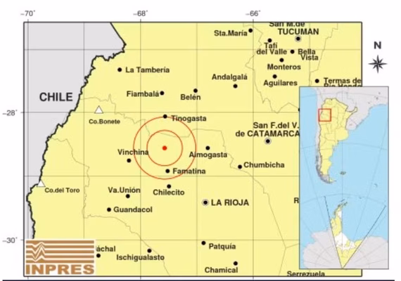 Terremoto de magnitude 5,8 atinge Argentina