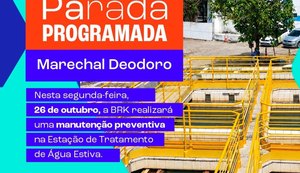 Manutenção programada da ETA Estiva pode afetar abastecimento de água em Marechal Deodoro