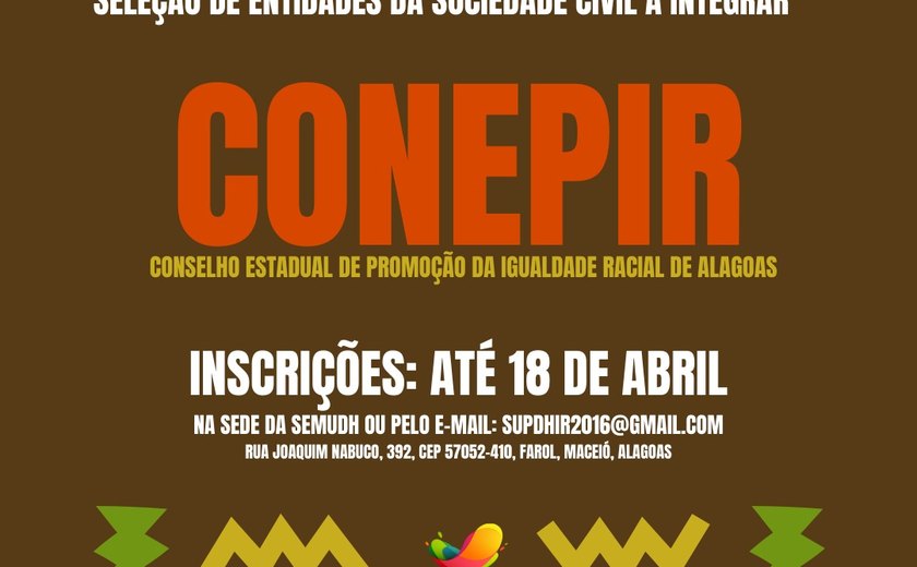 Conepir/AL divulga edital de convocação para a sociedade civil