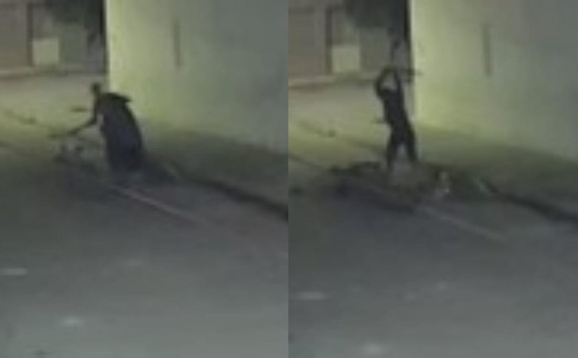 Câmeras de segurança registram agressão a pauladas em Ouro Branco