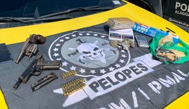 PM apreende armas e drogas com integrantes de facção criminosa em São Miguel dos Campos