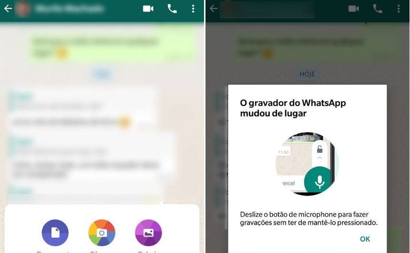 WhatsApp remove antigo gravador de mensagens de voz do aplicativo do Android