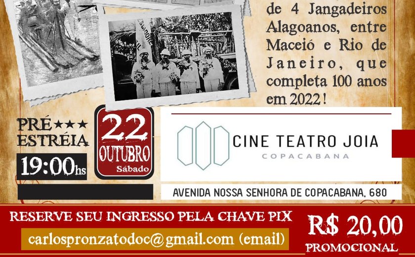 Doc Jangadeiros alagonaos será exibido no sábado (22), no Rio de Janeiro