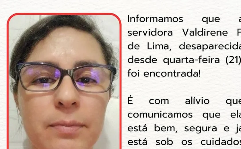 Servidora da Uneal que estava desaparecida é encontrada em Palmeira dos Índios