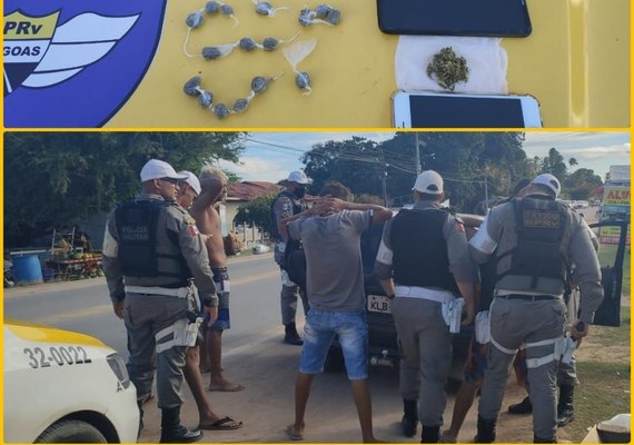 BPRv prende dois jovens e apreende dois adolescentes por tráfico de drogas