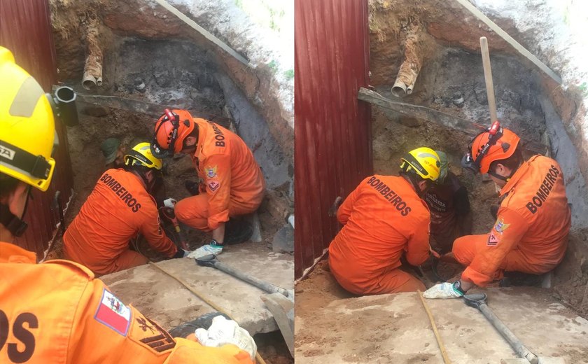 Homem de 40 anos tem fratura na perna esquerda após ser soterrado em obra de fossa