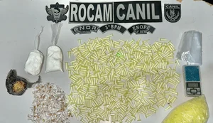 PM prende suspeito de tráfico de drogas e apreende  grande quantidade de entorpecentes