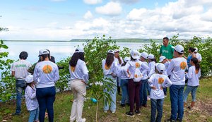 Crianças dos Flexais realizam plantio de mudas de mangue na região