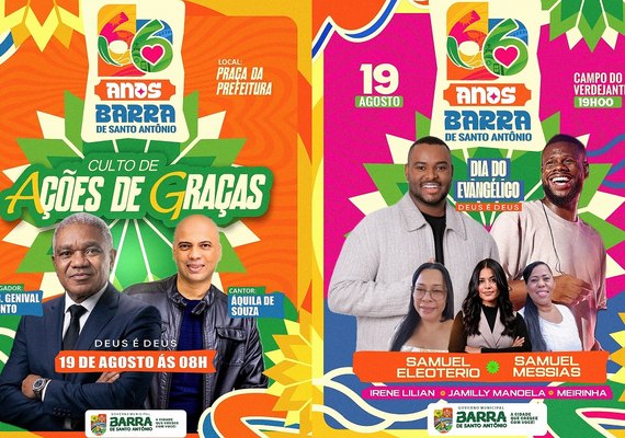 Barra de Santo Antônio celebra 66 anos com fé, tradição, música e uma grande programação
