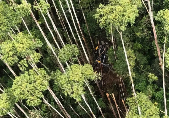 Corpo das vítimas de queda de helicóptero em SP são retiradas de local do acidente