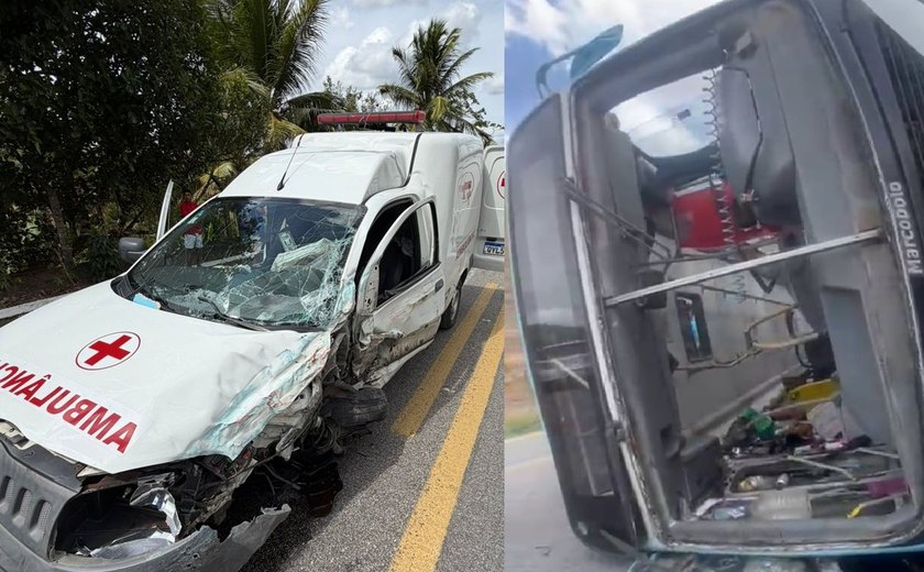 Três vítimas continuam internadas após colisão entre ônibus e ambulância em Maribondo