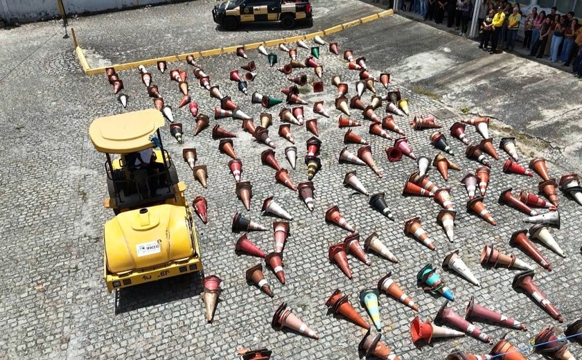 DMTT destrói cones e outros materiais utilizados para reserva indevida de espaço público