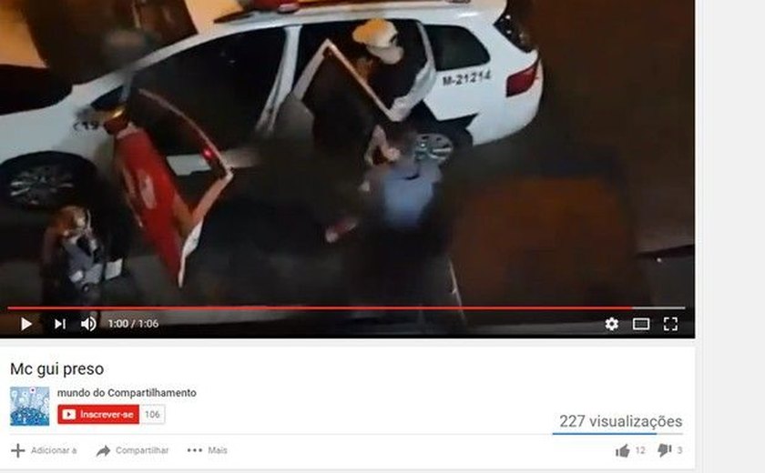 Vídeo mostra momento em que funkieiro MC Gui é detido em São Paulo