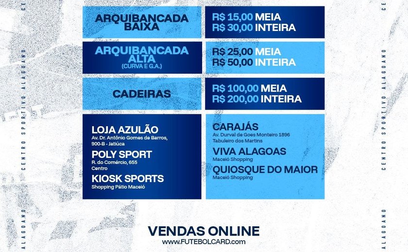 CSA inicia nesta quarta-feira a venda de ingressos para a estreia na Série D