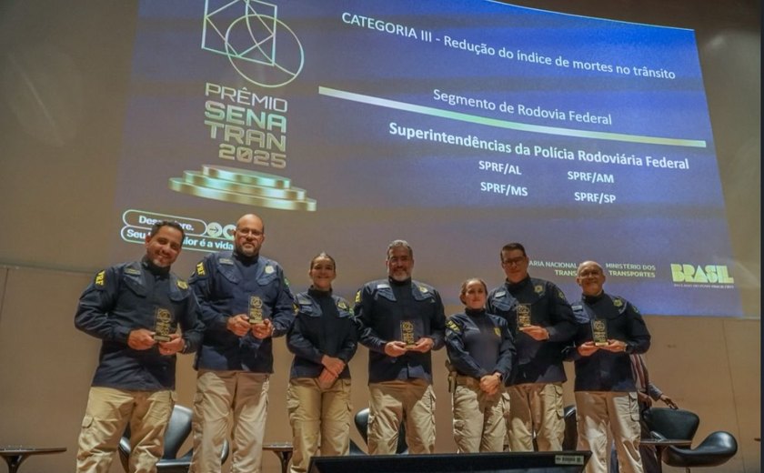 PRF em Alagoas recebe prêmio nacional por redução no índice de mortes no trânsito