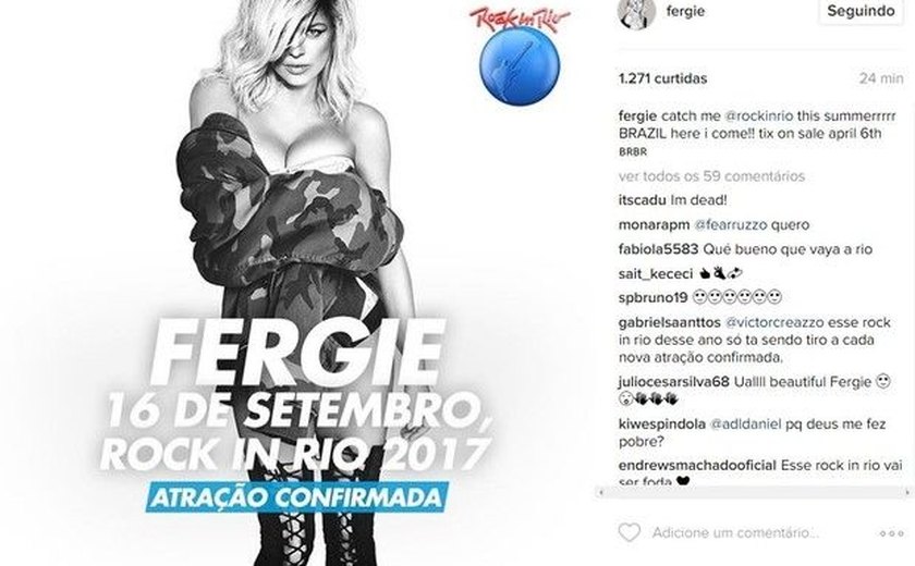 Fergie será uma das atrações do Rock in Rio 2017