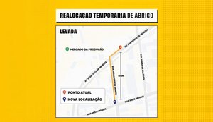 Ponto de ônibus no Mercado da Levada será realocado temporariamente
