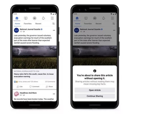 Facebook começa a mostrar aviso para quem compartilhar notícias sem abrir link antes