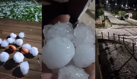Chuva com granizo cobre ruas de SC com 'bolas' de gelo e cidades decretam situação de emergência