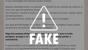 É falso que uso prolongado de máscara de proteção causa intoxicação e tontura