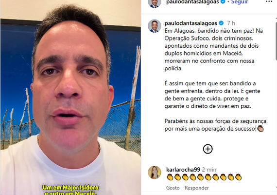 “Bandidos aqui não se criam”, diz Paulo Dantas após operação que terminou com dois mortos em Alagoas