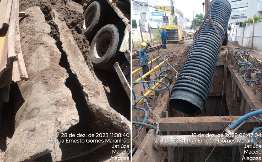 Mais de 18 metros de coletor de esgoto danificado são substituídos na Jatiúca