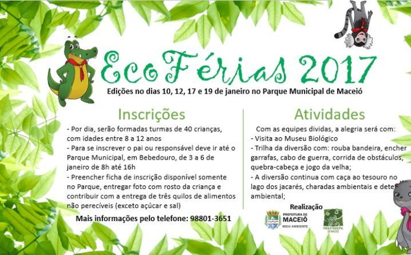 Inscrições para EcoFérias em Maceió terminam nesta sexta-feira (6)