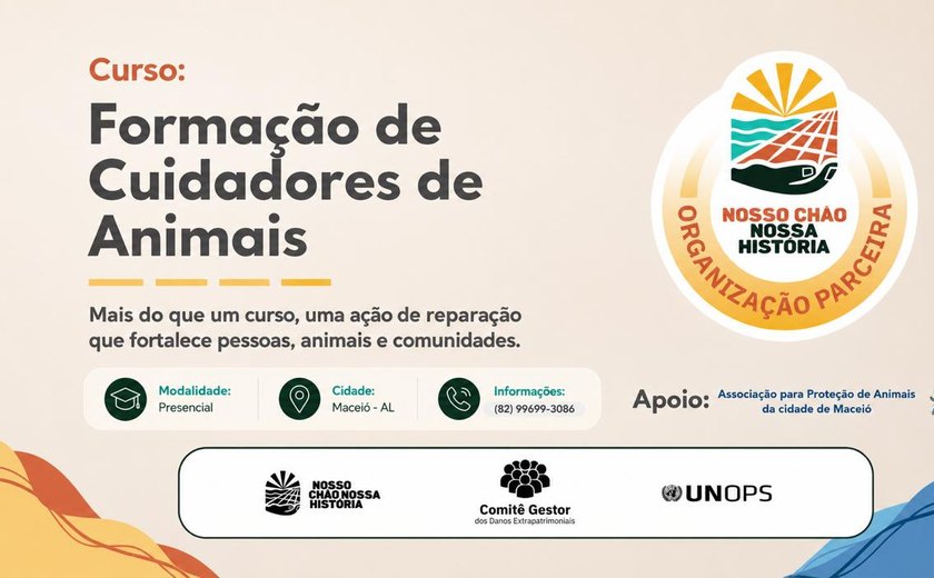 Curso de Formação de Cuidadores de Animais abre inscrições em Maceió