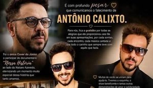 Perda! Morre Antônio Calixto, cover oficial do cantor Junior Lima, após pneumonia