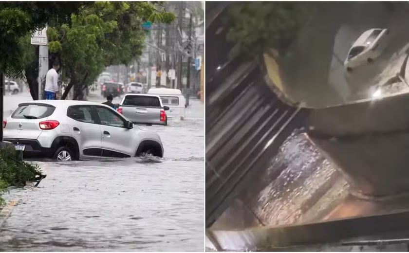 Forte chuva alaga ruas de Fortaleza