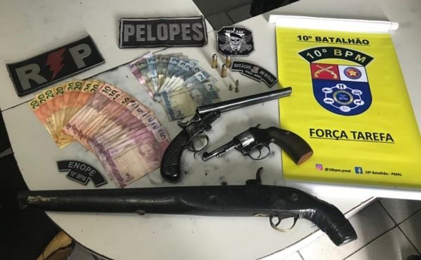 Armas de fogo e drogas são apreendidas pela PM de Alagoas