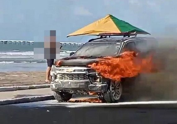 Viatura do Bope pega fogo Avenida Assis Chateaubriand