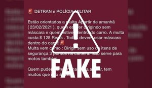 É falso que Detran vai multar motoristas que dirigem sem a máscara de proteção